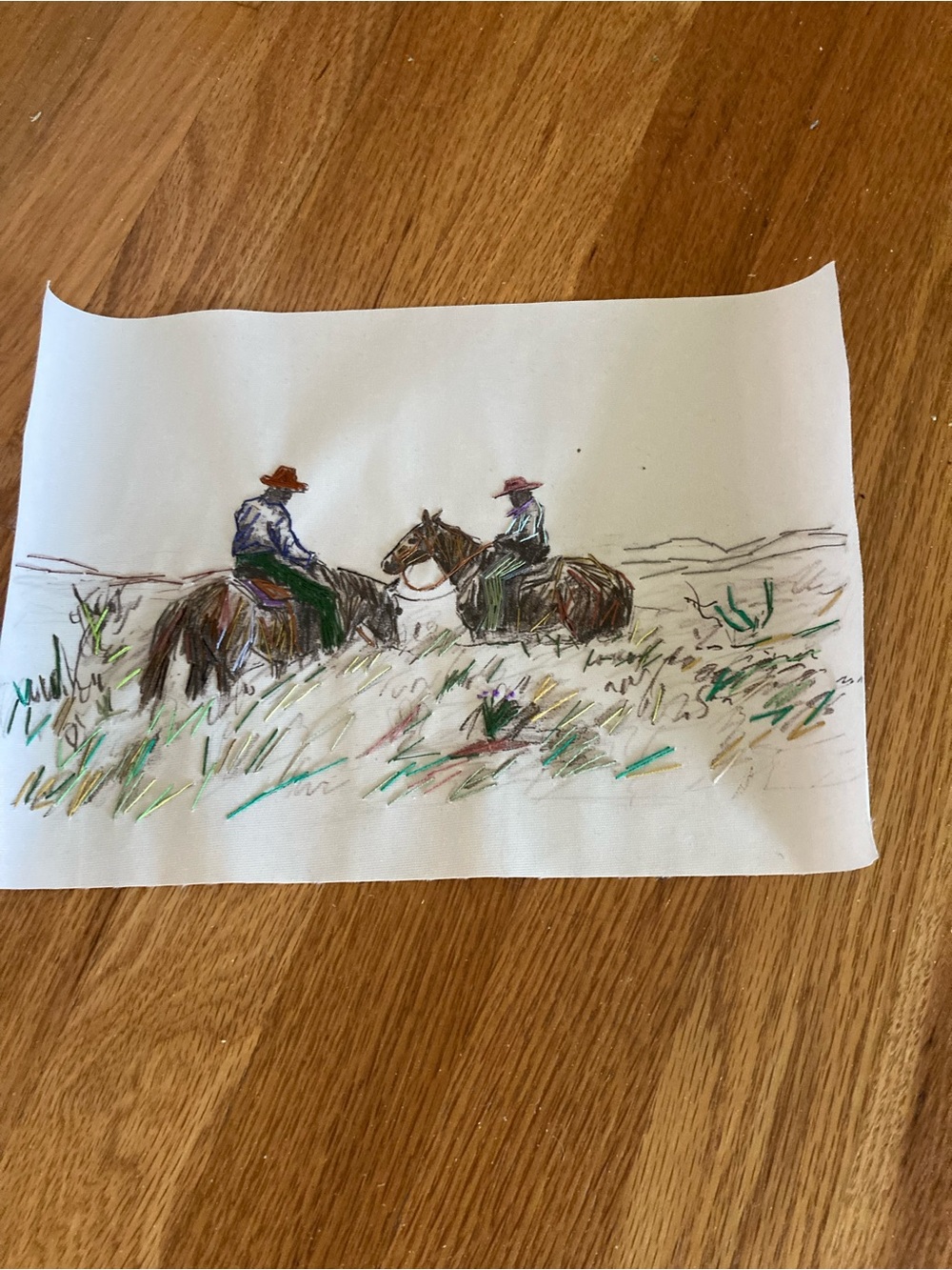 New canvas cowboys hand embroidered accents - Picture 3 of 4